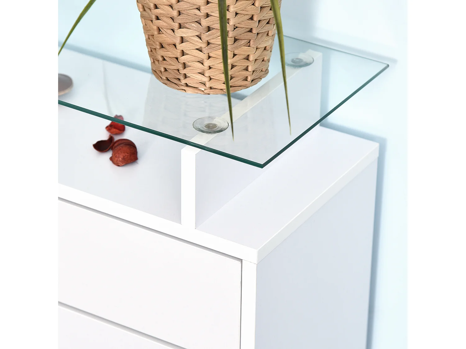 Mobile scarpiera in legno bianco con 2 ante cassetto e ripiano