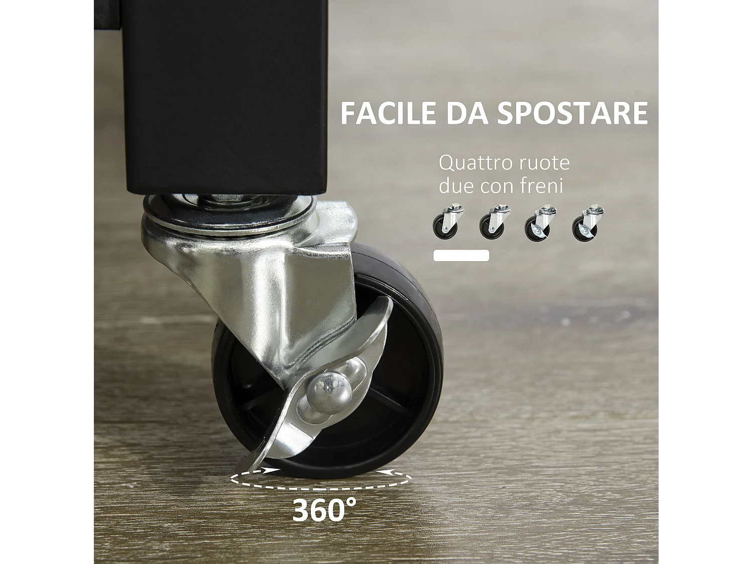 Carrello da cucina portavivande con cassetto mensole armadietto e 4 ruote