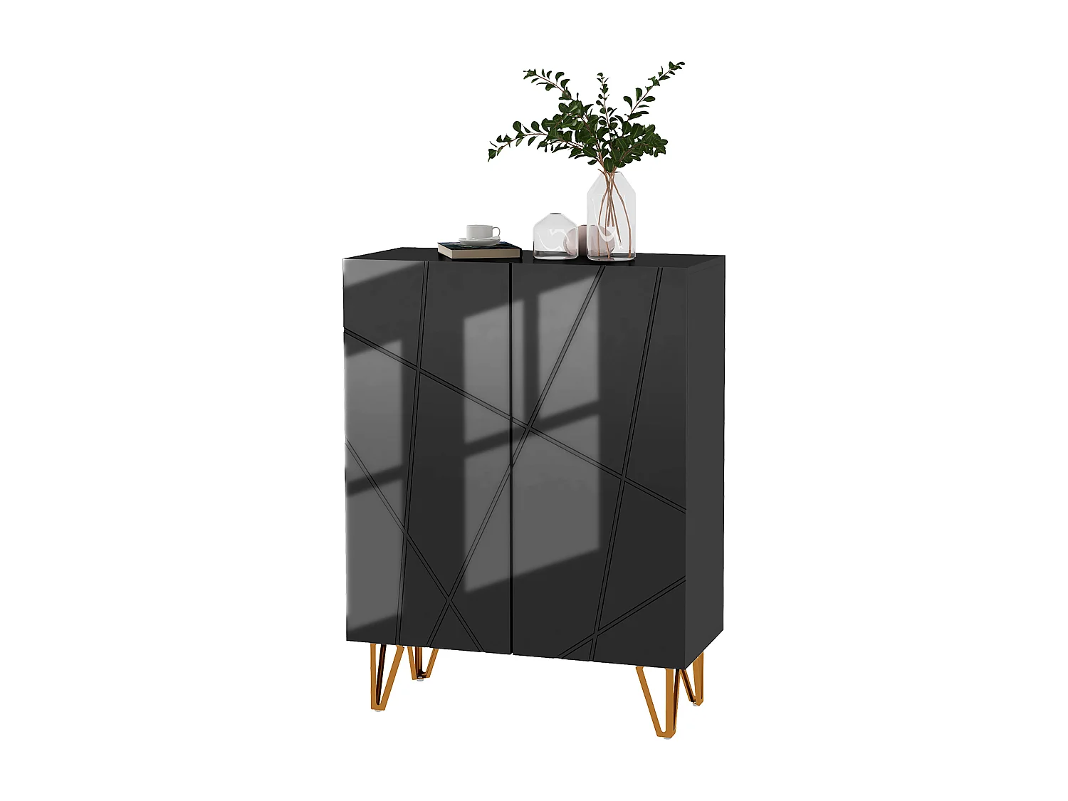 Mobile scarpiera per 15-20 paia di scarpe e ripiani regolabili nero