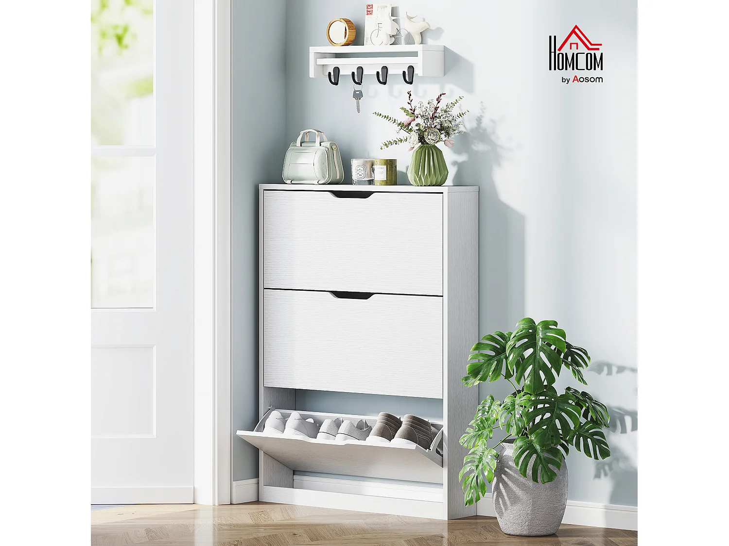 Scarpiera salvaspazio slim con 3 ante a ribalta scarpiera ingresso