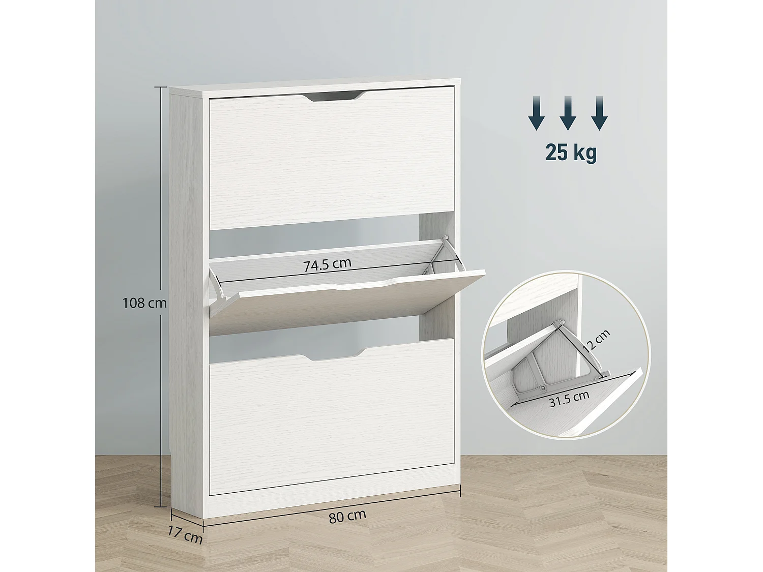 Scarpiera salvaspazio slim con 3 ante a ribalta scarpiera ingresso