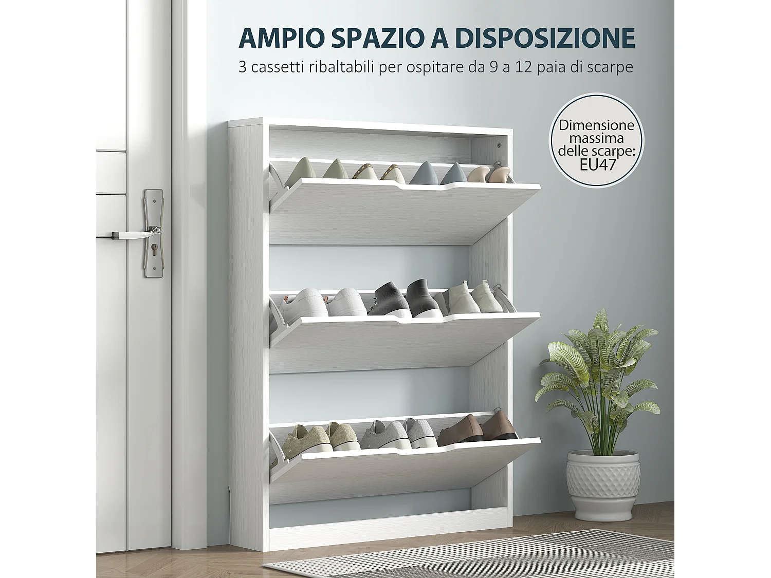 Scarpiera salvaspazio slim con 3 ante a ribalta scarpiera ingresso