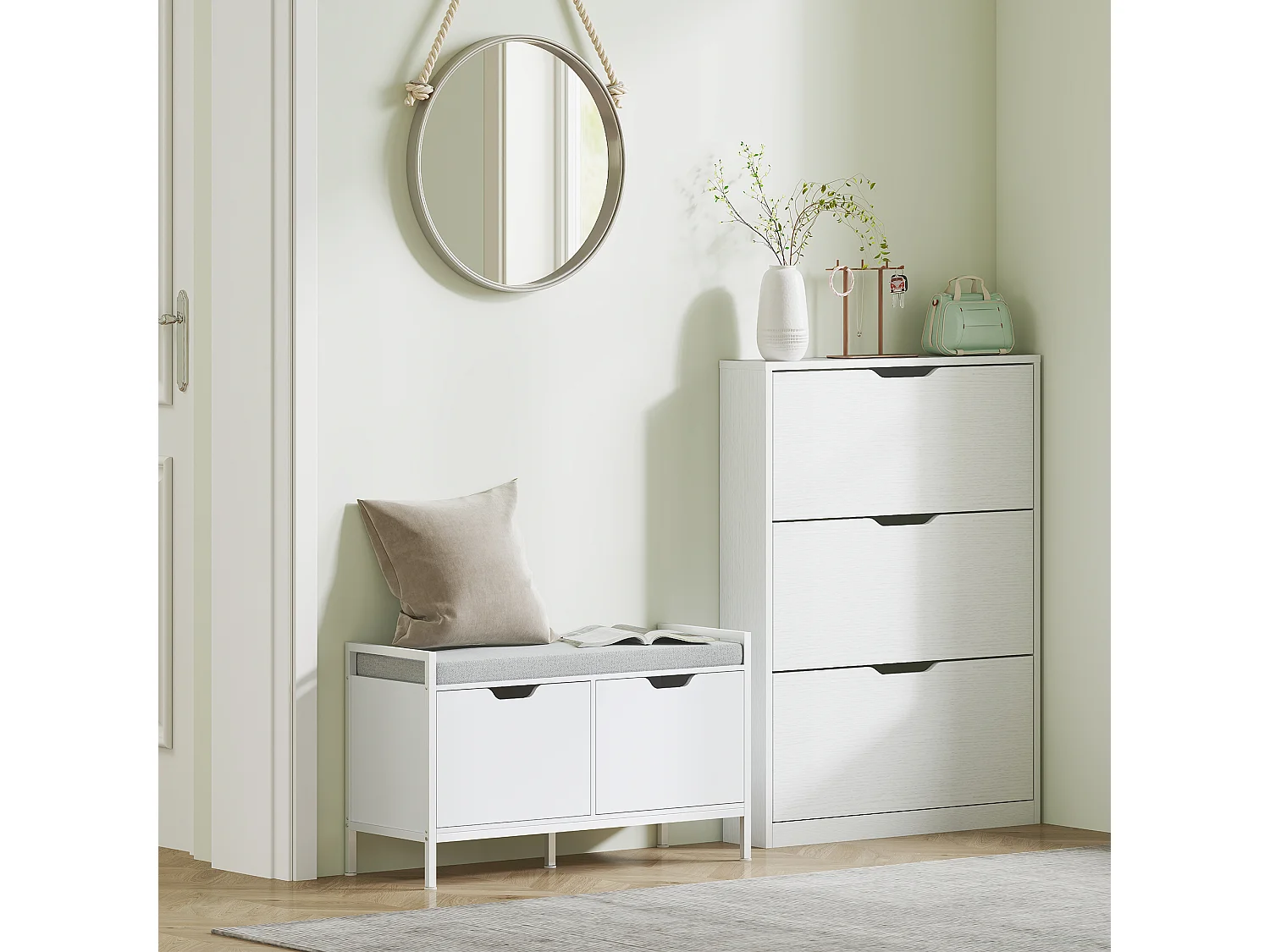 Scarpiera salvaspazio slim con 3 ante a ribalta scarpiera ingresso