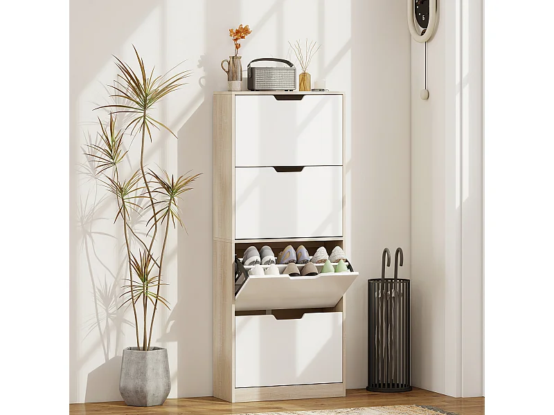 Scarpiera salvaspazio slim con 4 ante a ribalta scarpiera ingresso con ripiani regolabili