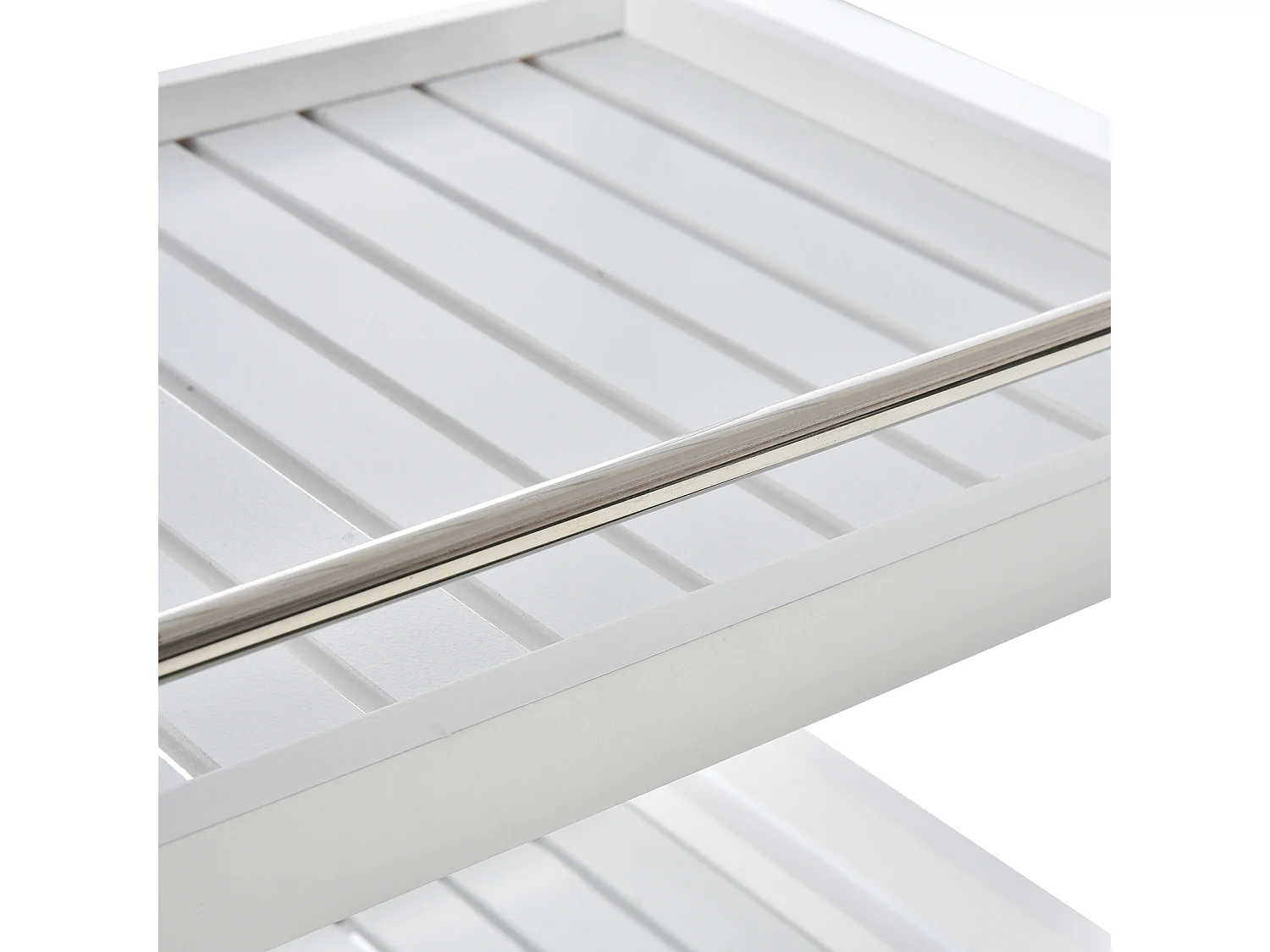 Carrello da cucina salvaspazio in legno e acciaio inox bianco