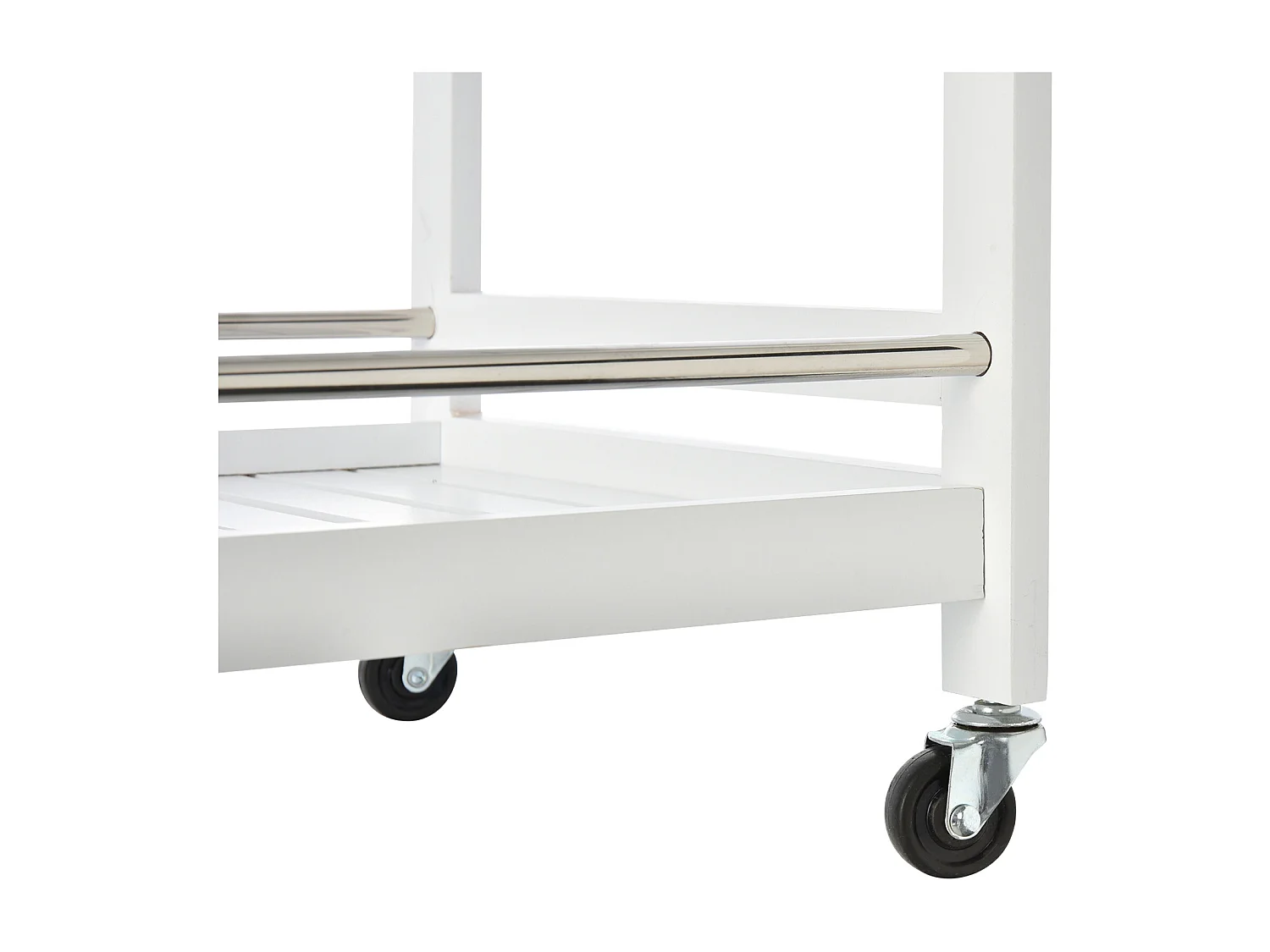 Carrello da cucina salvaspazio in legno e acciaio inox bianco