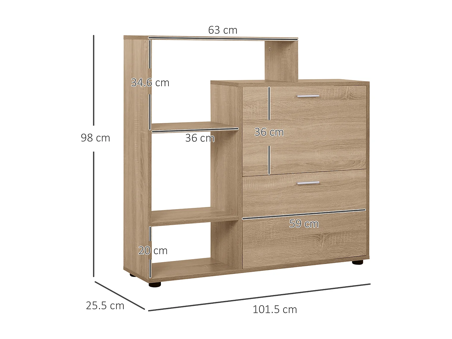 Scarpiera salvaspazio moderna 20 paia color legno