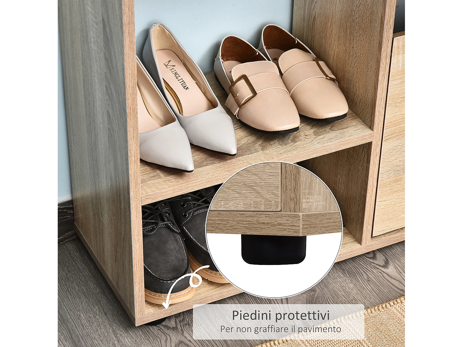 Scarpiera salvaspazio moderna 20 paia color legno