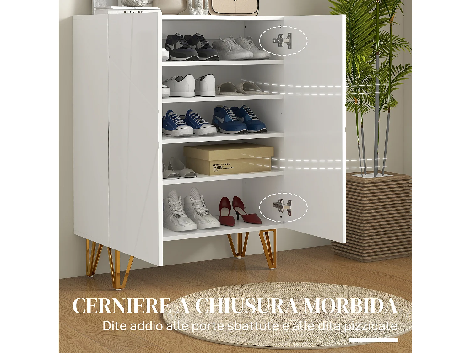 Scarpiera salvaspazio per 15-20 paia di scarpe mobile scarpiera a 2 ante