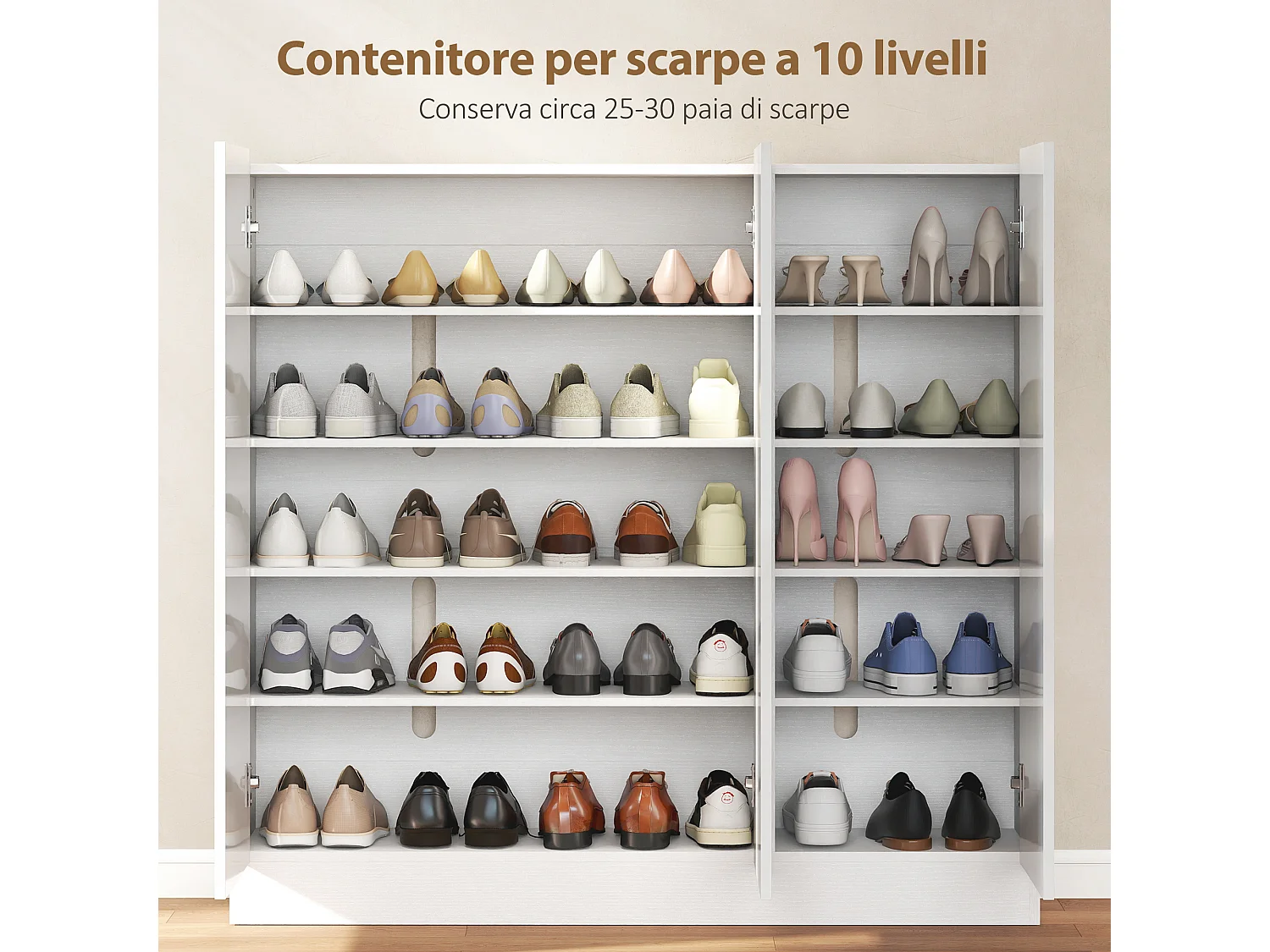 Scarpiera ingresso con 4 fori di ventilazione scarpiera armadio multiuso a ripiani regolabili