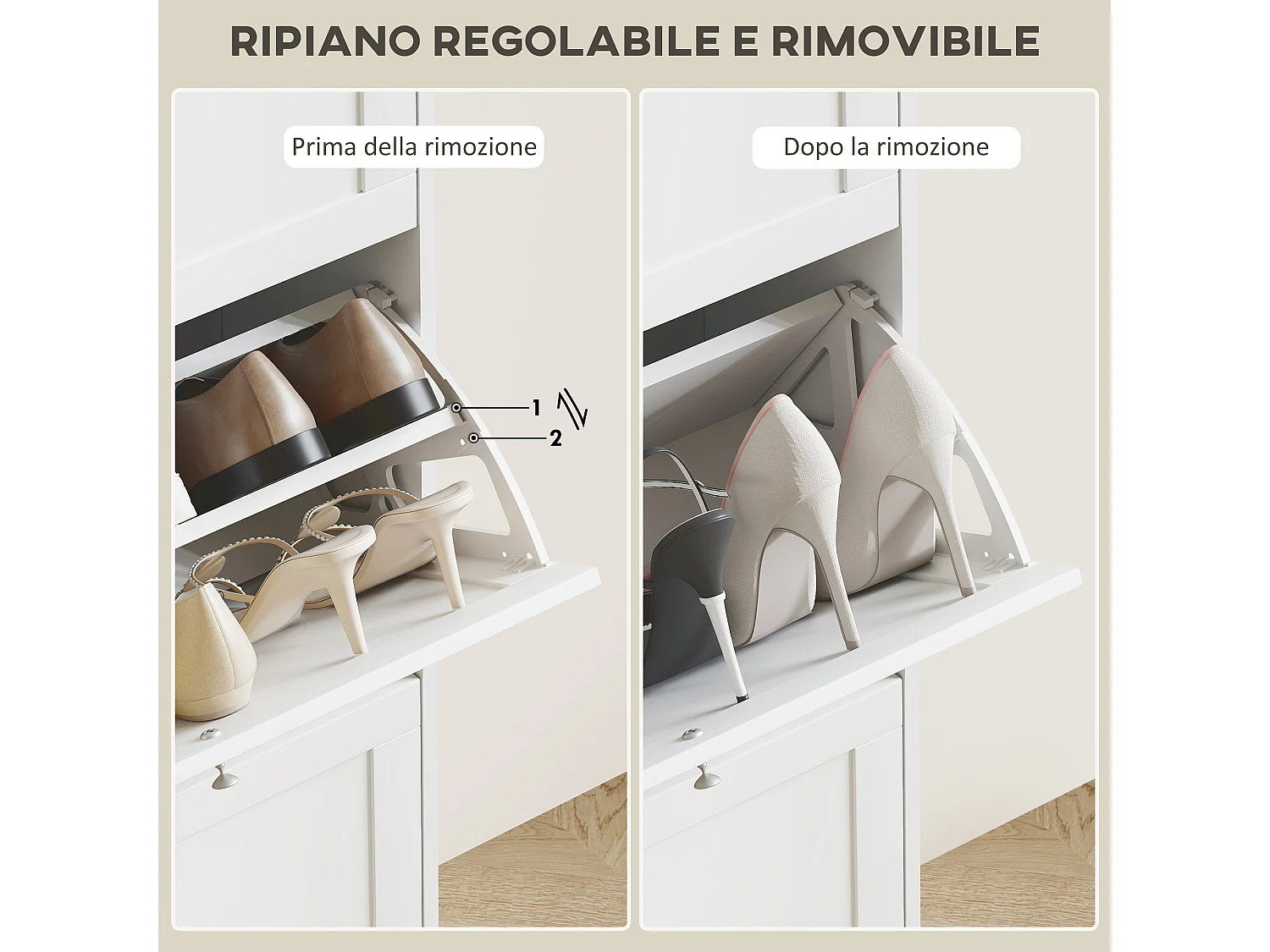 Scarpiera salvaspazio slim con 3 ante a ribalta scarpiera ingresso moderna in legno