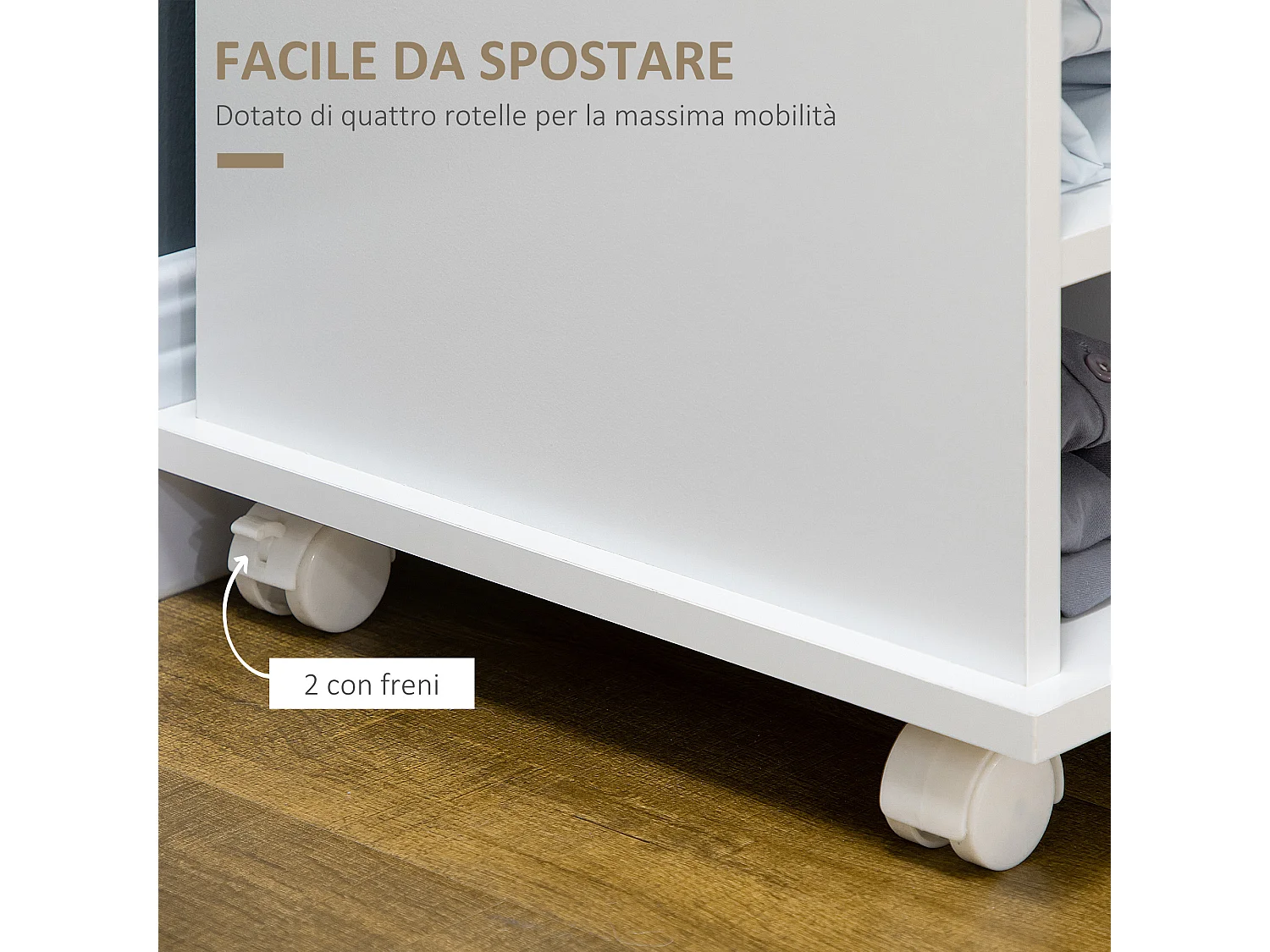 Carrello da cucina con armadietto e ripiani regolabili bianco