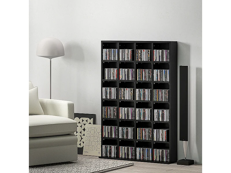 Mobile porta cd con ripiani regolabili scaffale porta 456cd/336dvd salvaspazio in legno