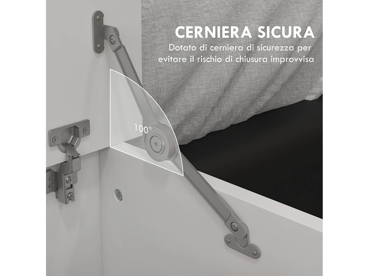 Panca contenitore per camera e ingresso 80x40x40 cm in legno bianco