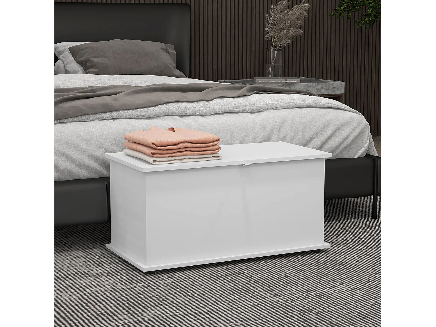 Panca contenitore per camera e ingresso 80x40x40 cm in legno bianco