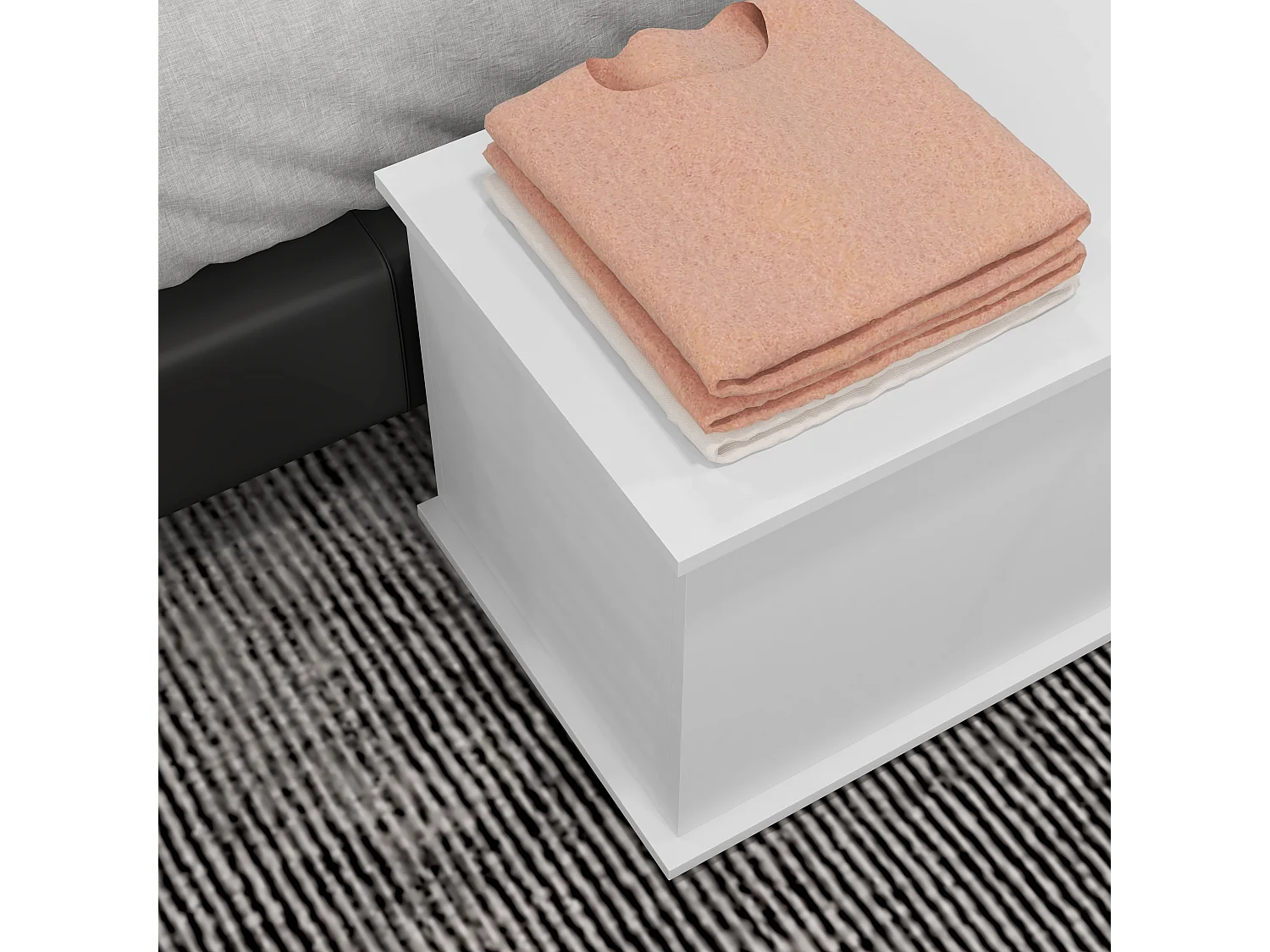 Panca contenitore per camera e ingresso 80x40x40 cm in legno bianco