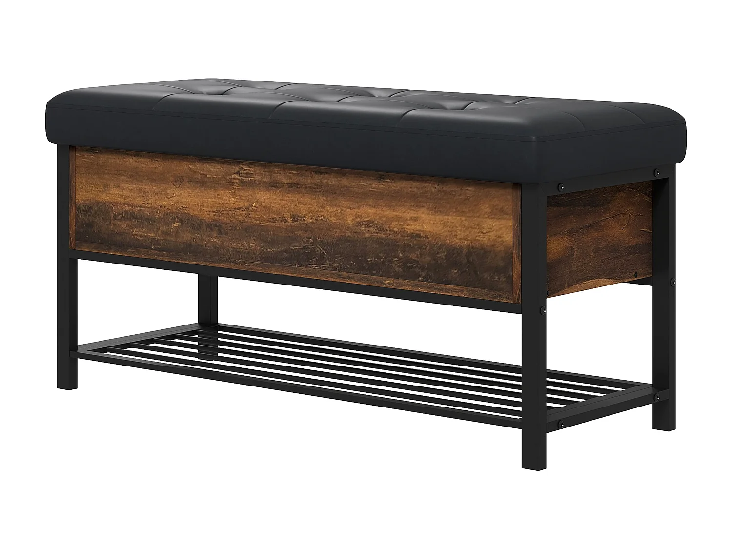 Panca scarpiera da ingresso con ripiano nascosto e seduta imbottita