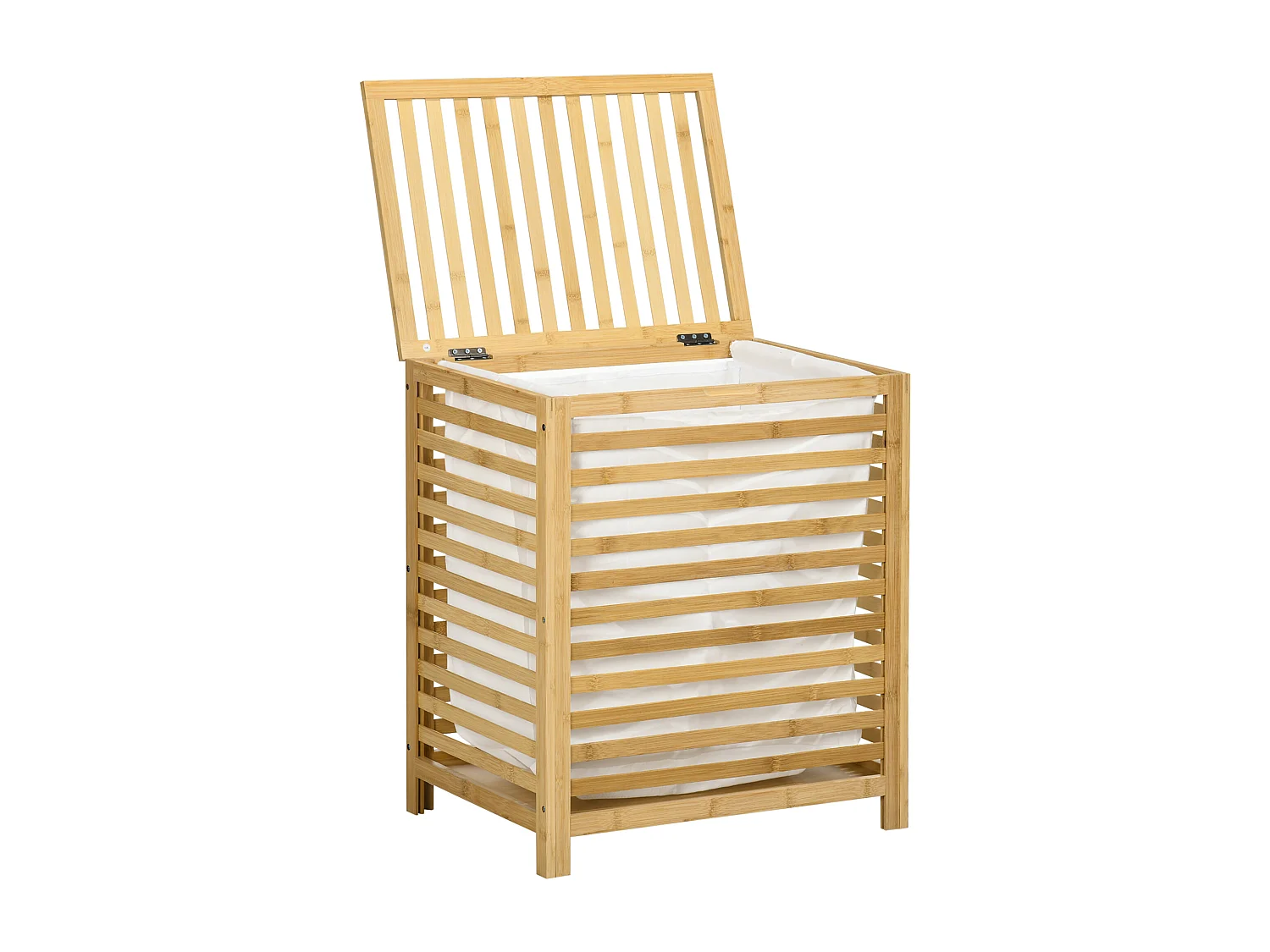 Cesto portabiancheria in bambù con coperchio e sacca rimovibile