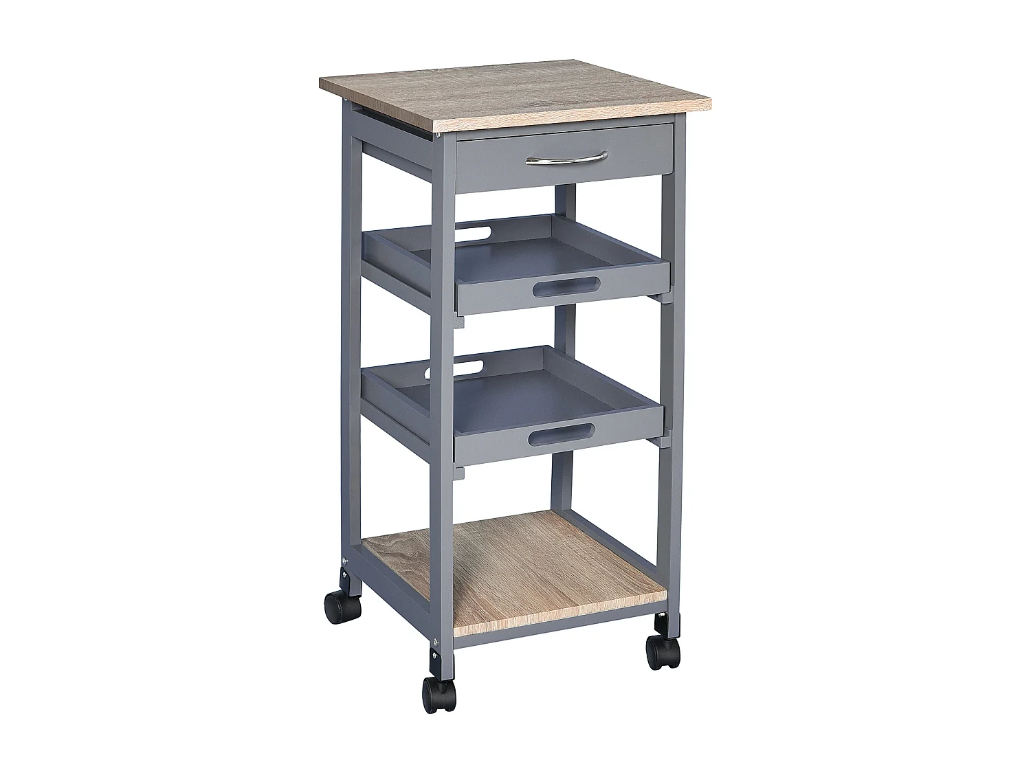 Carrello da cucina con cassetto ripiano e 2 vassoi estraibili