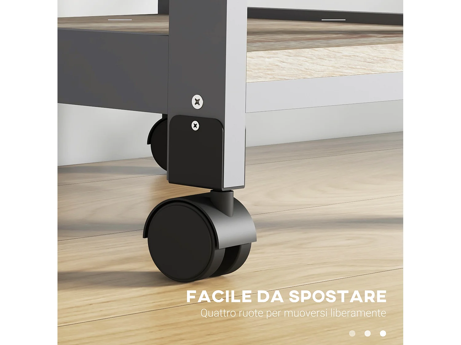 Carrello da cucina con cassetto ripiano e 2 vassoi estraibili