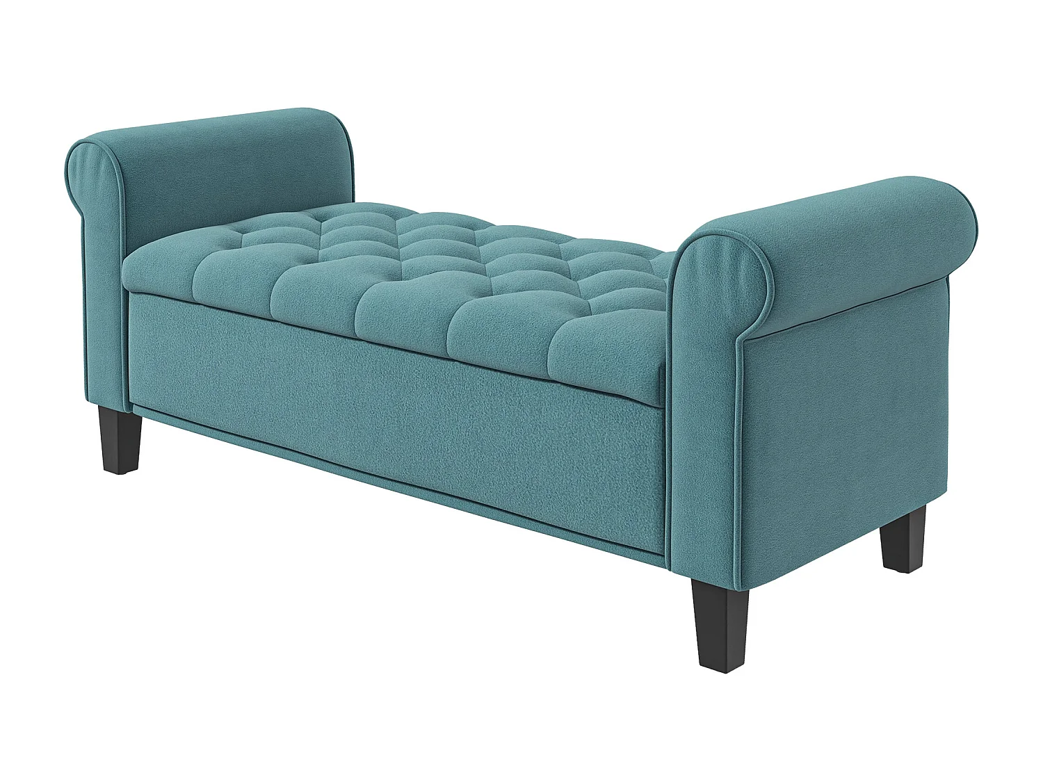 Panca fondo letto con contenitore e braccioli arrotolati verde