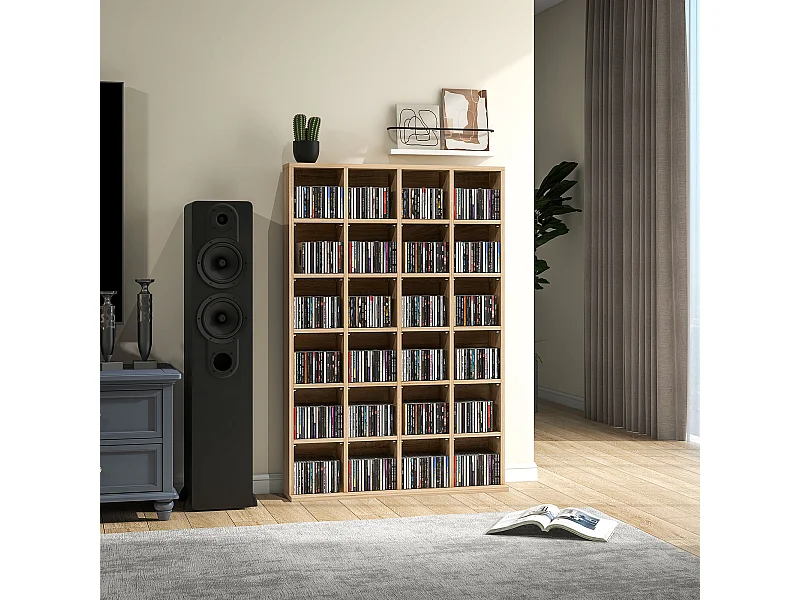 Mobile porta cd con ripiani regolabili, scaffale porta 456cd/336dvd salvaspazio in legno