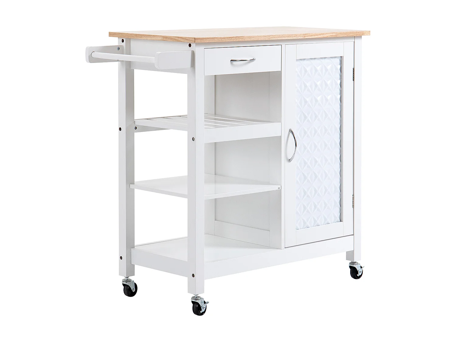 Carrello da cucina con cassetto armadietto e ripiano 3 livelli