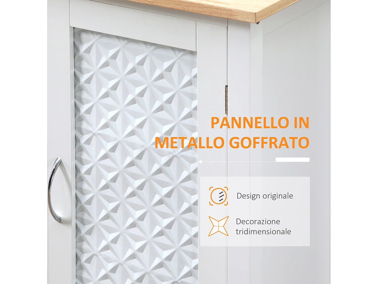 Carrello da cucina con cassetto armadietto e ripiano 3 livelli