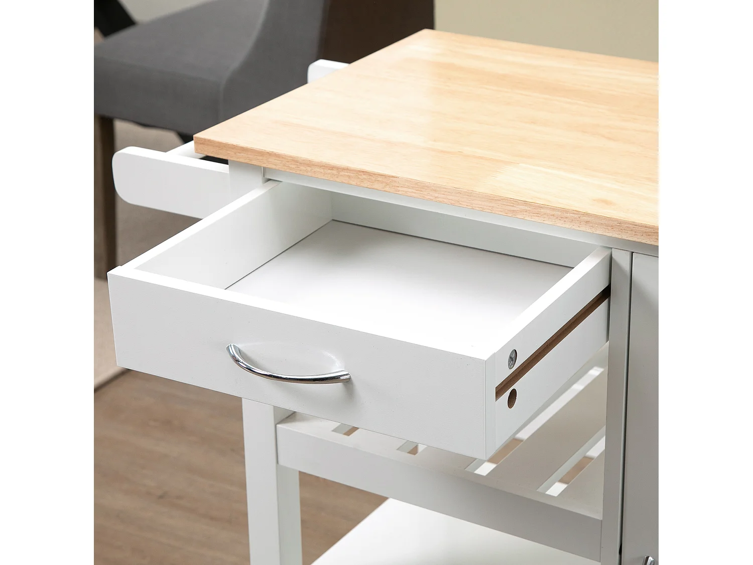 Carrello da cucina con cassetto armadietto e ripiano 3 livelli