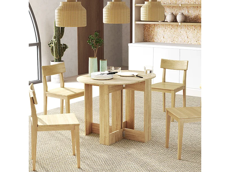 Tavolo pieghevole da pranzo a 2 ribalte in legno colore rovere