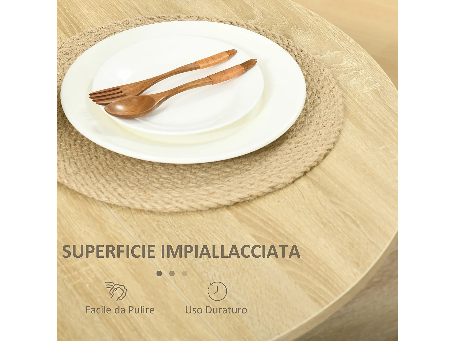 Tavolo pieghevole da pranzo a 2 ribalte in legno colore rovere