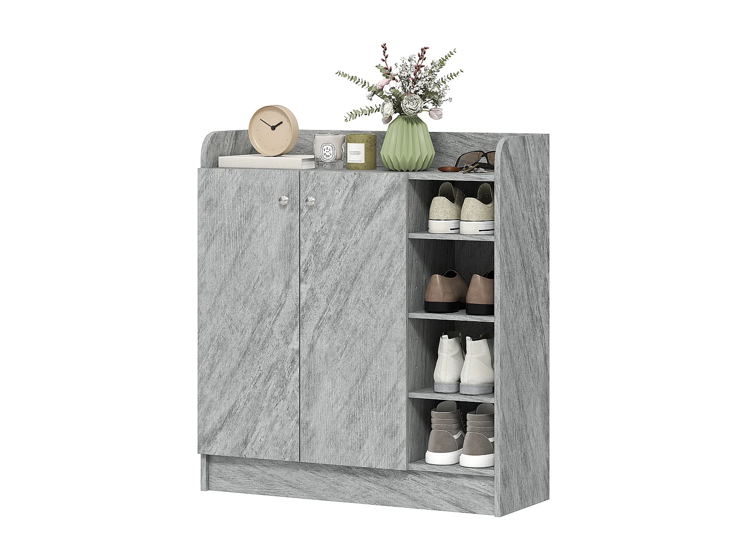 Scarpiera ingresso con 4 ripiani aperti, scarpiera armadio multiuso