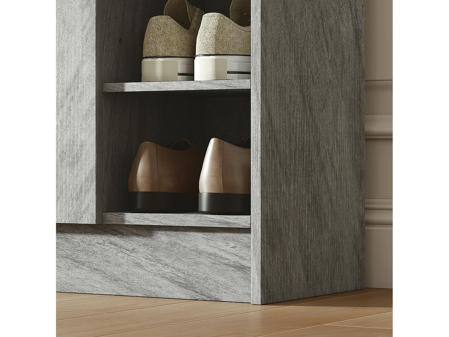 Scarpiera ingresso con 4 ripiani aperti, scarpiera armadio multiuso