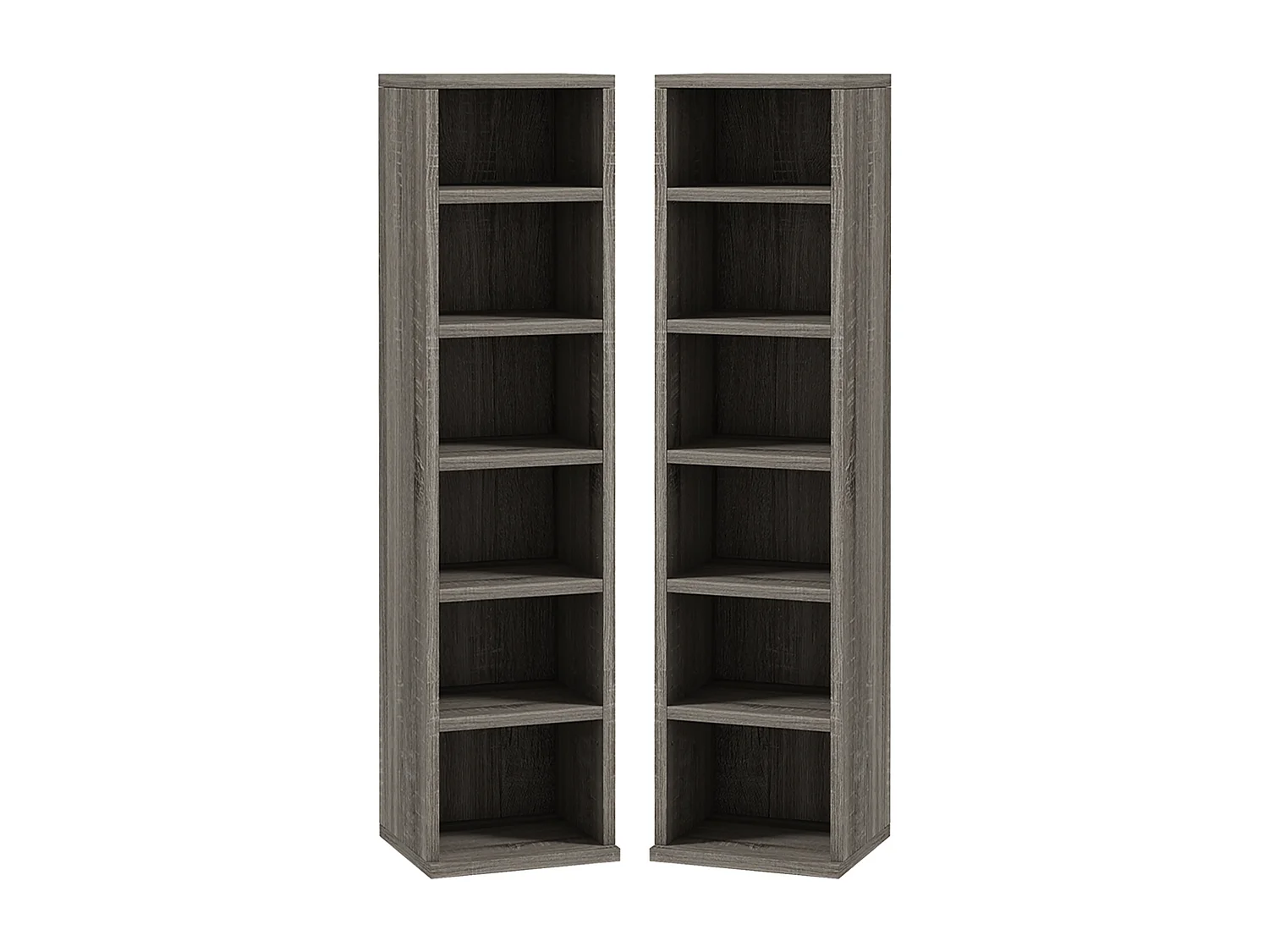 Set 2 scaffali porta cd con mensole regolabili grigio effetto legno