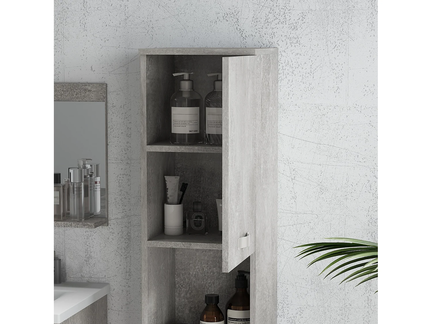 Set bagno con lavabo mobiletto colonna bagno e specchiera