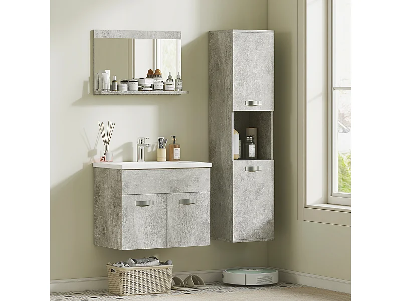 Set bagno con lavabo mobiletto colonna bagno e specchiera