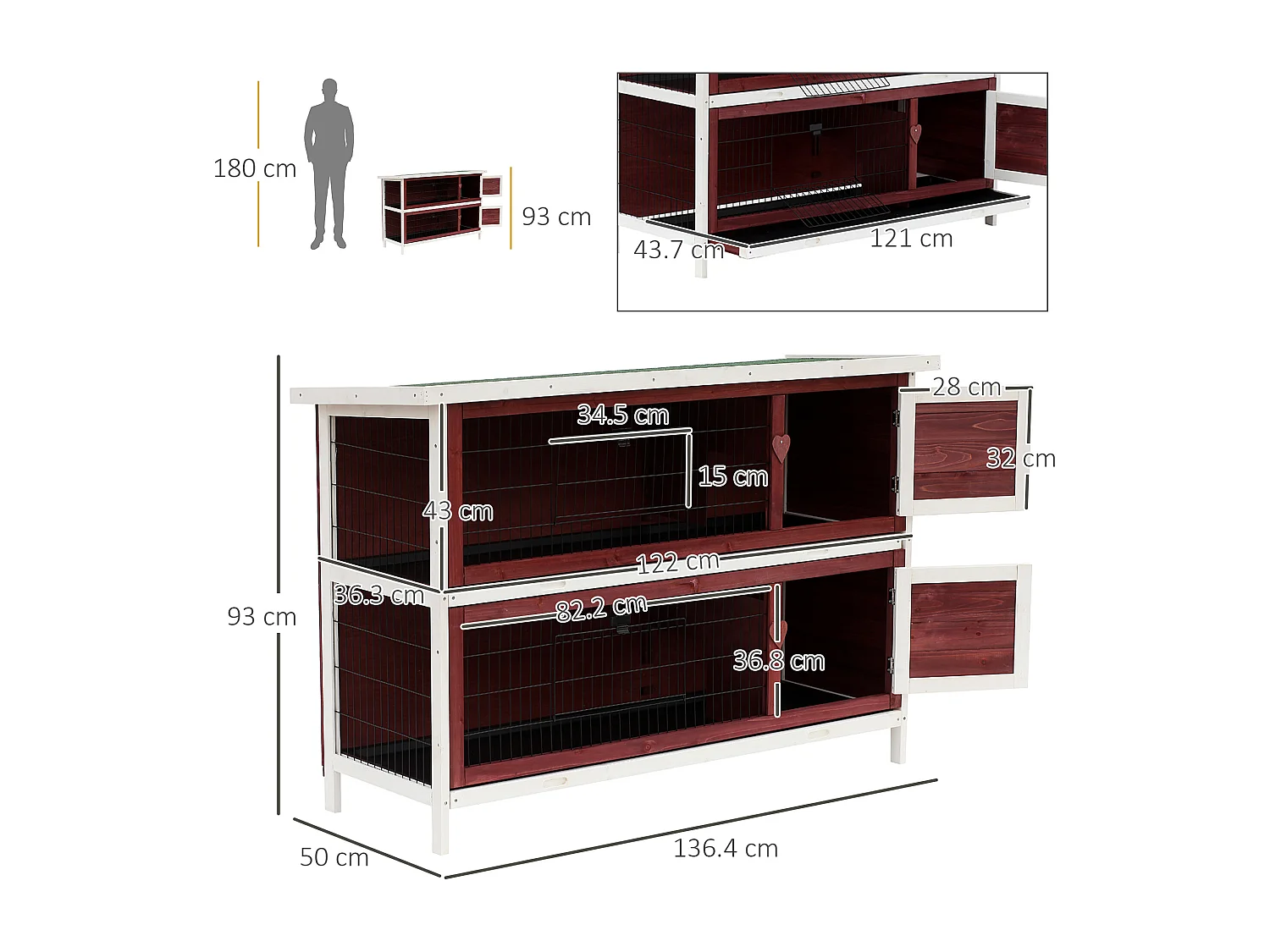 Conigliera da Esterno in Legno, Gabbia per Conigli