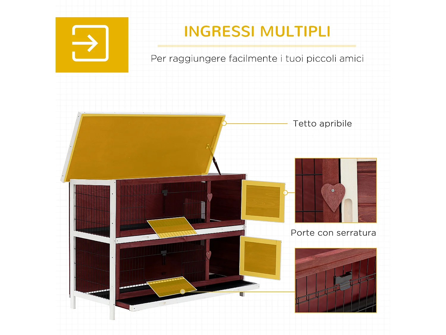 Conigliera da Esterno in Legno, Gabbia per Conigli