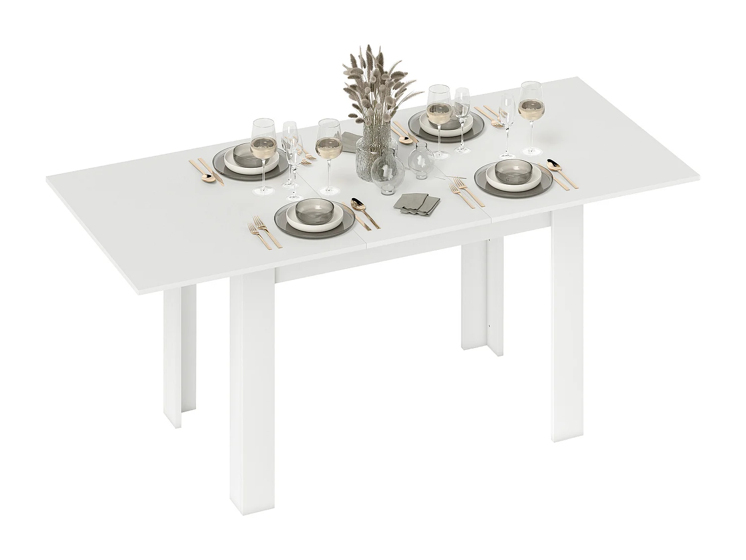 Tavolo da pranzo allungabile per 6-8 persone con pannelli a ribalta