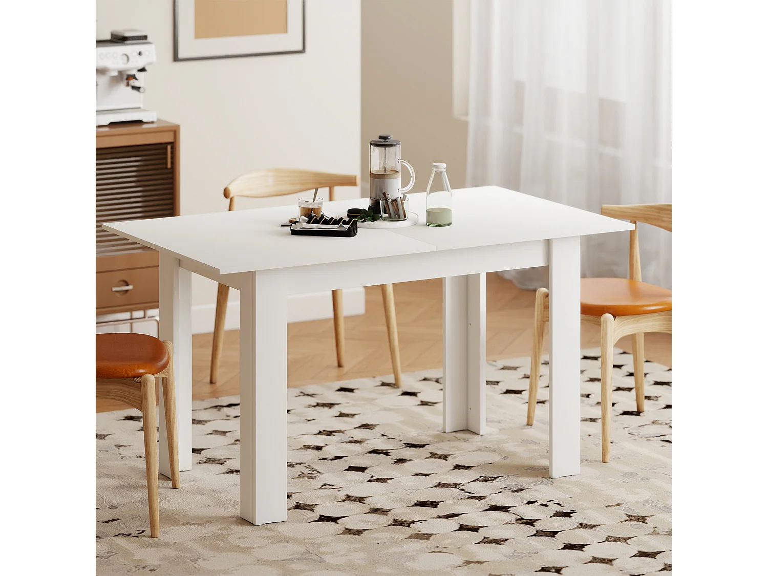 Tavolo da pranzo allungabile per 6-8 persone con pannelli a ribalta