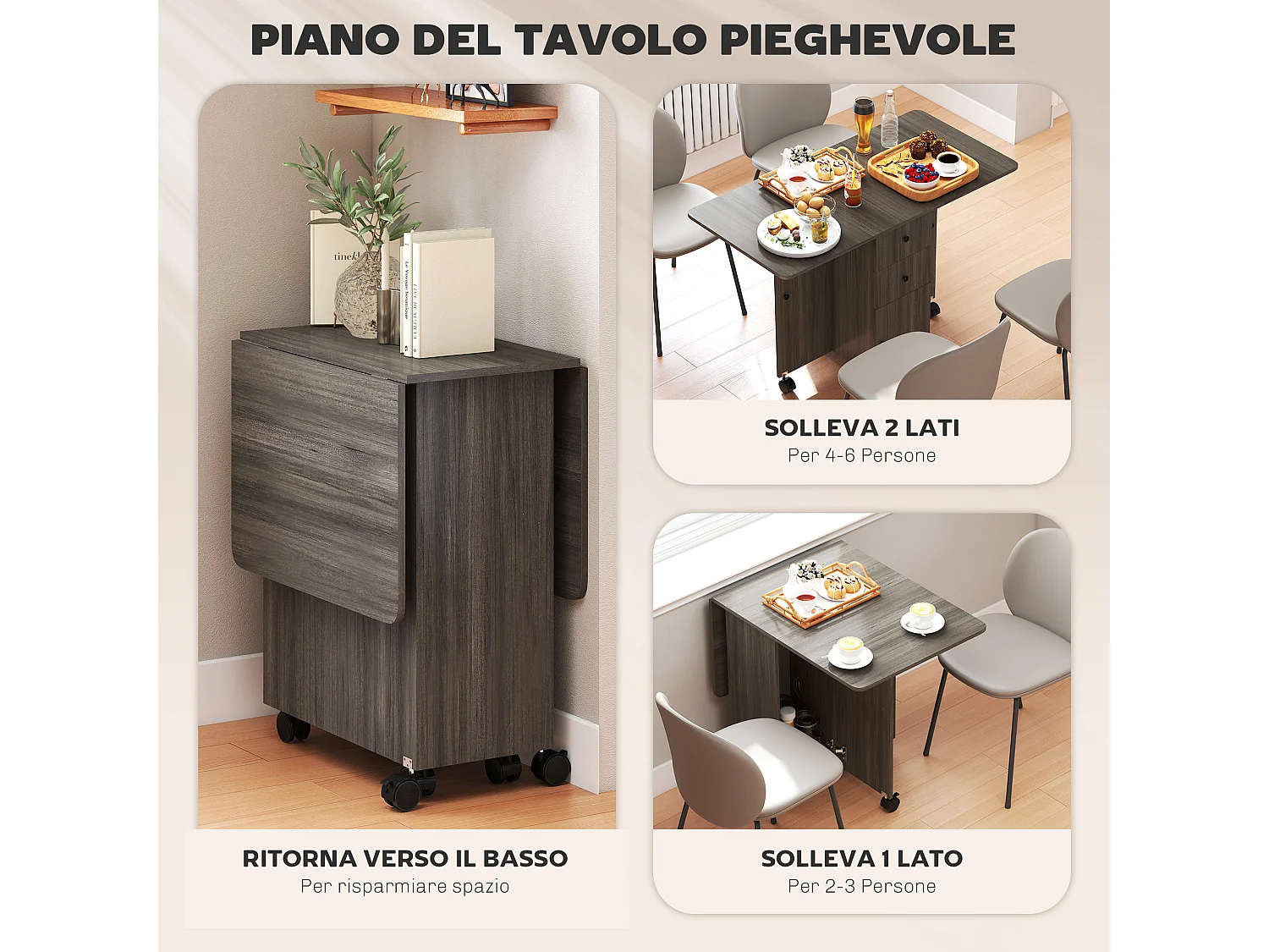 Tavolo da pranzo pieghevole tavolo cucina a ribalta