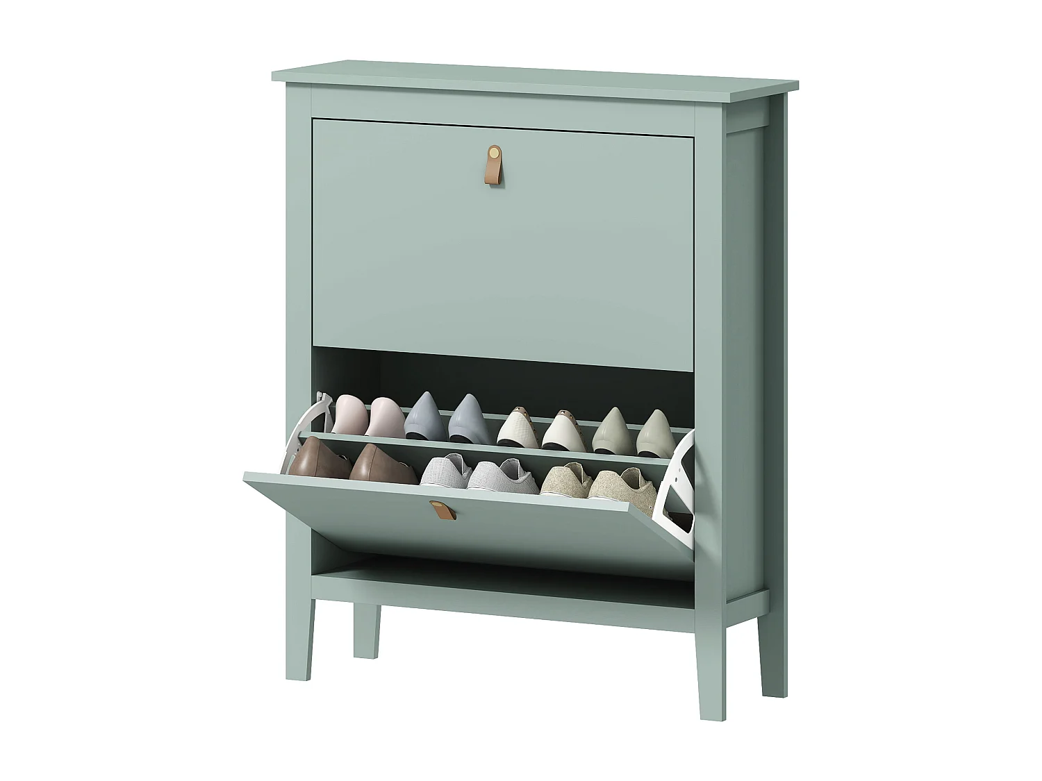 Scarpiera slim a 2 cassetti per 14 paia di scarpe regolabile verde