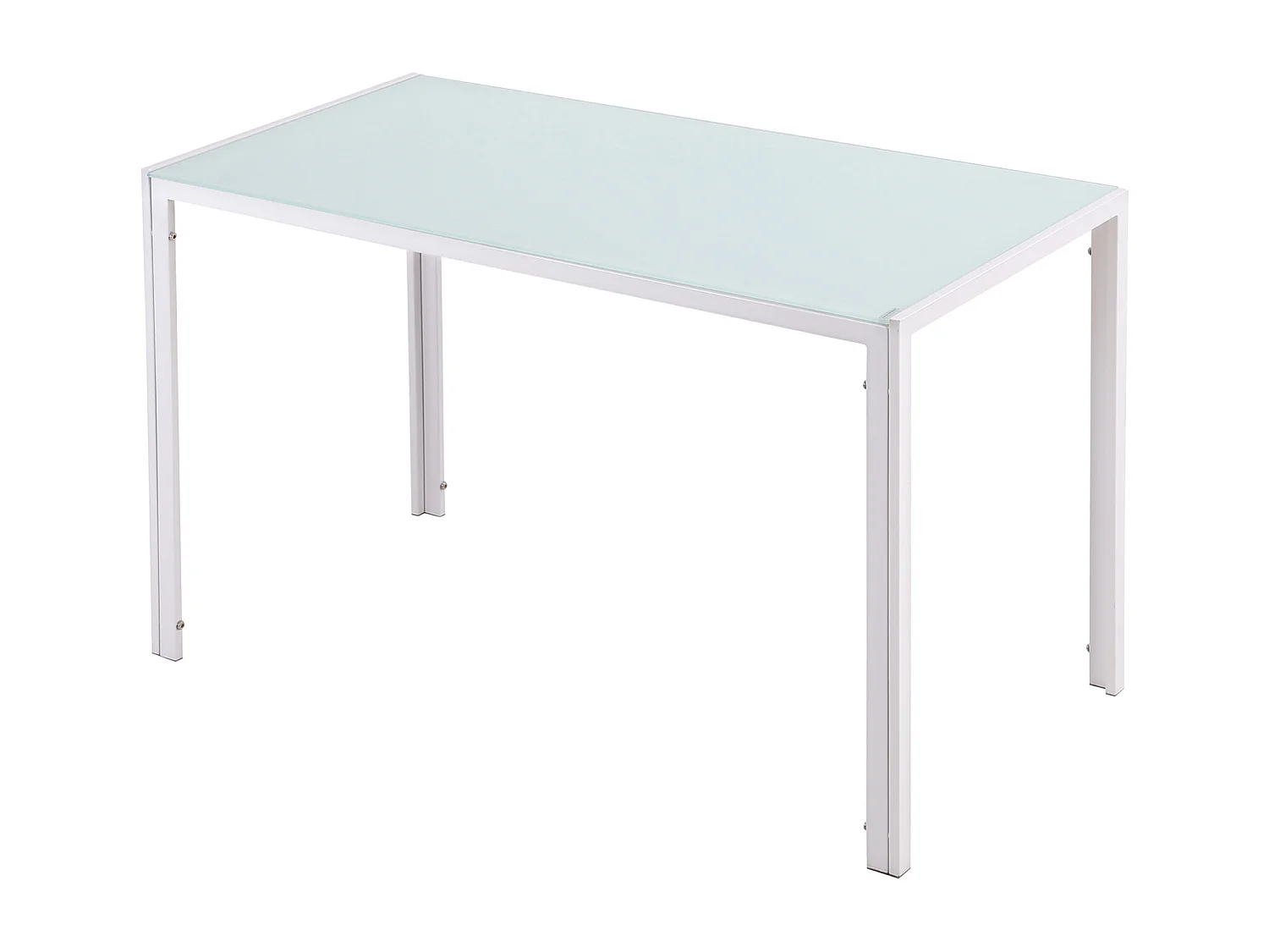 Tavolo da pranzo moderno in metallo e vetro 120x60x75cm bianco