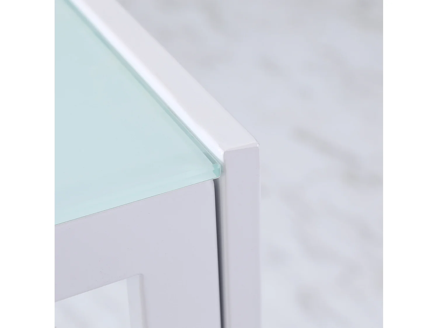 Tavolo da pranzo moderno in metallo e vetro 120x60x75cm bianco