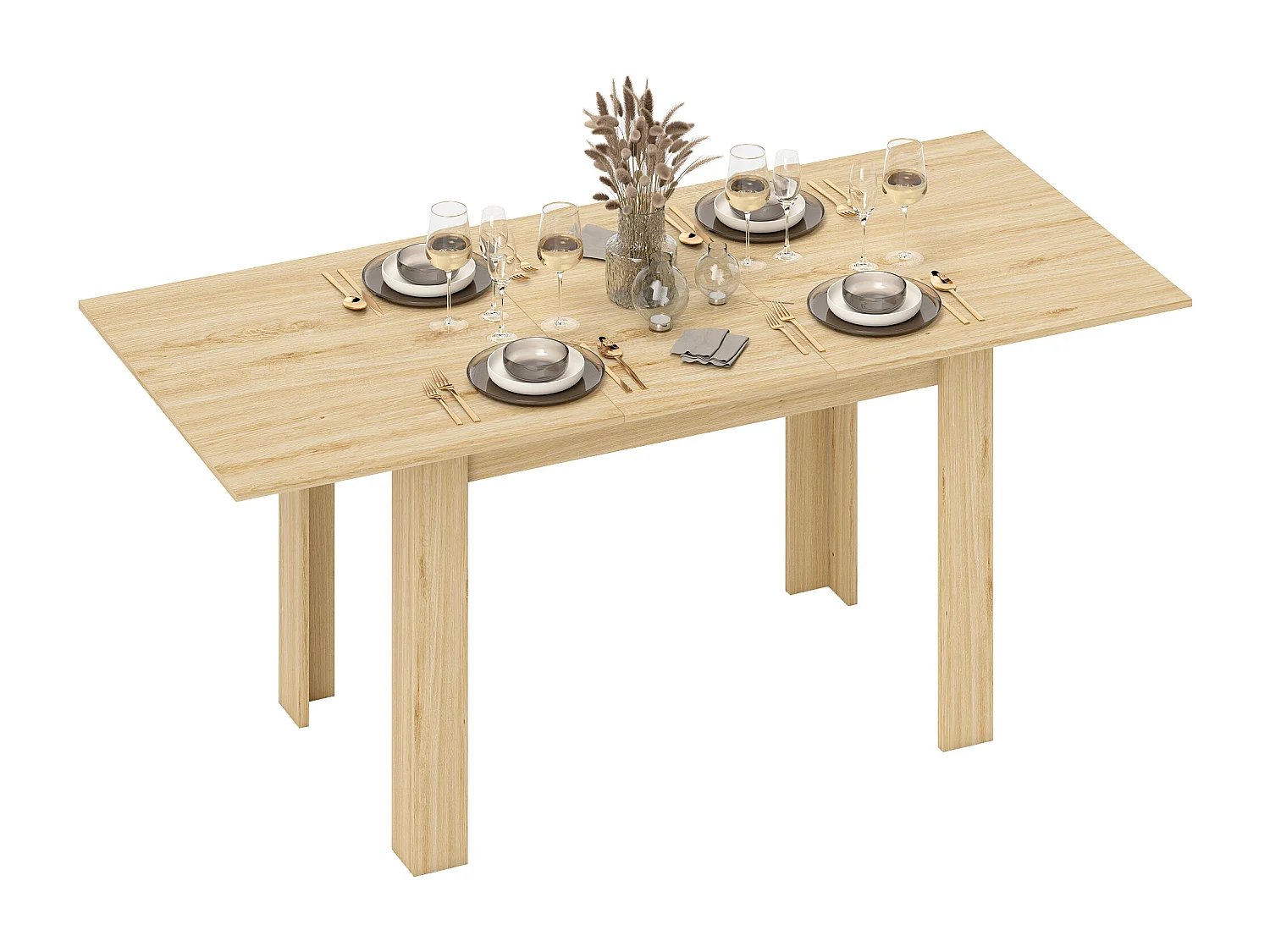 Tavolo da pranzo allungabile per 6-8 persone con pannelli a ribalta