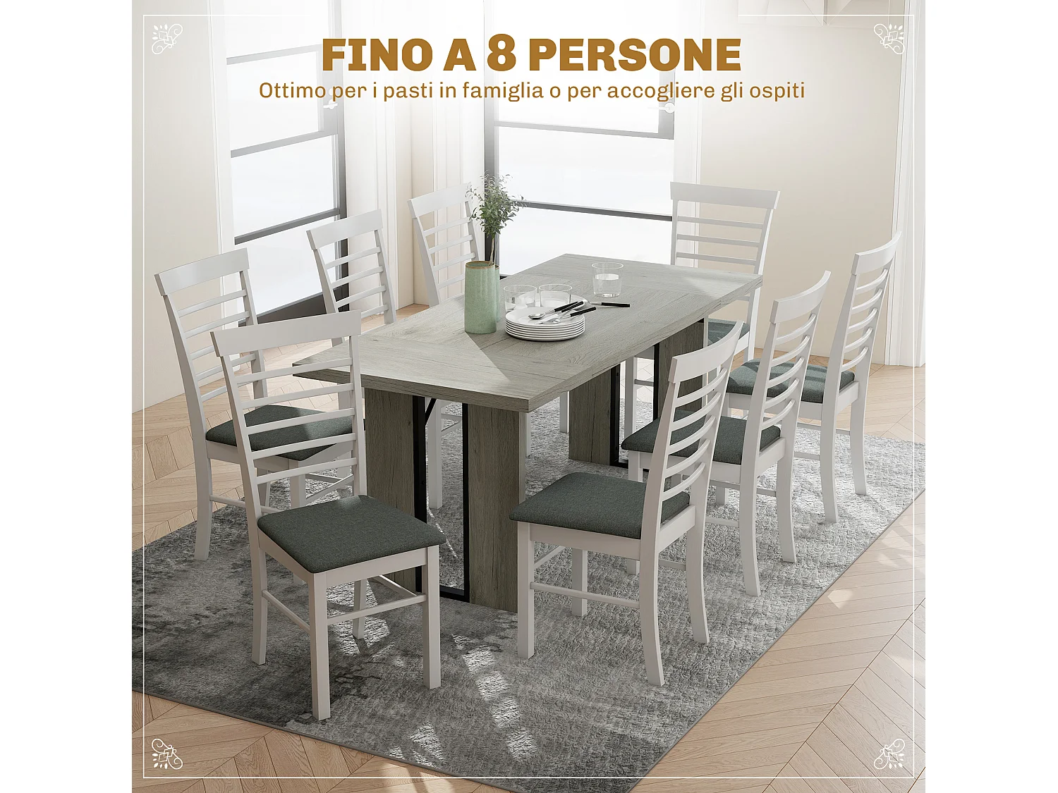 tavolo da pranzo per 8 persone, tavolo cucina con piano spesso