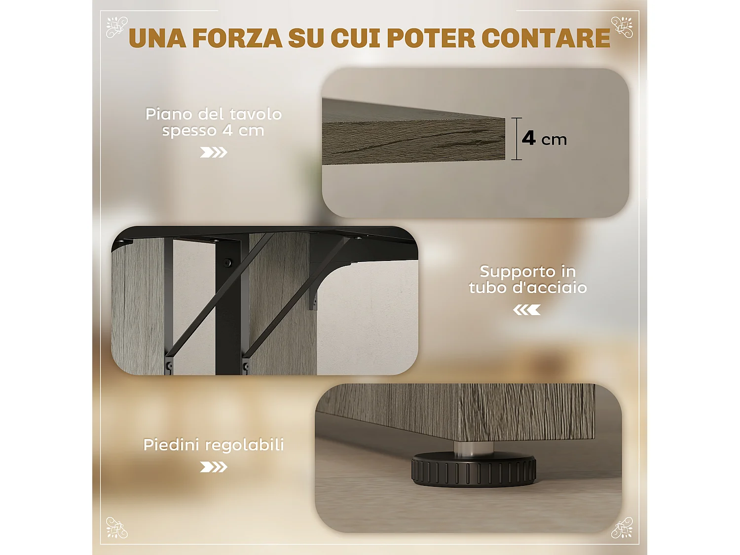 tavolo da pranzo per 8 persone, tavolo cucina con piano spesso