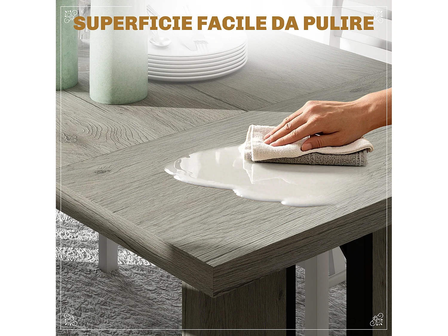 tavolo da pranzo per 8 persone, tavolo cucina con piano spesso