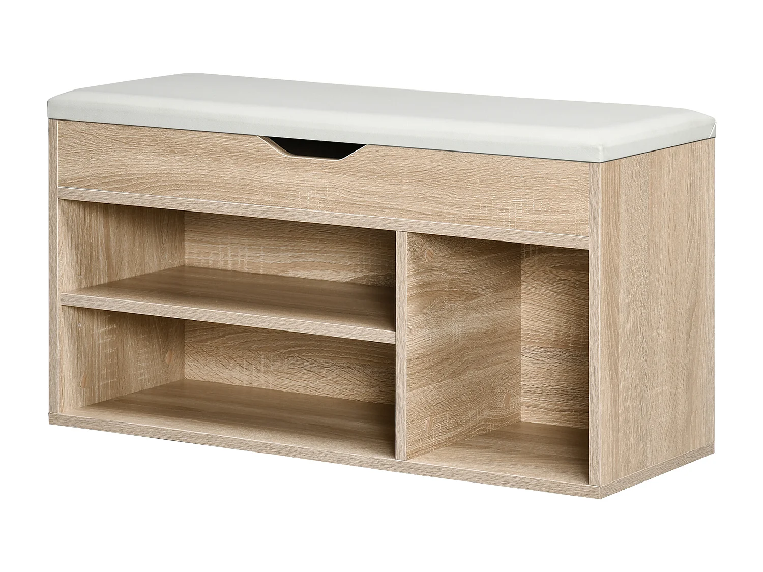 Scarpiera salvaspazio in legno con 2 ripiani aperti portaoggetti