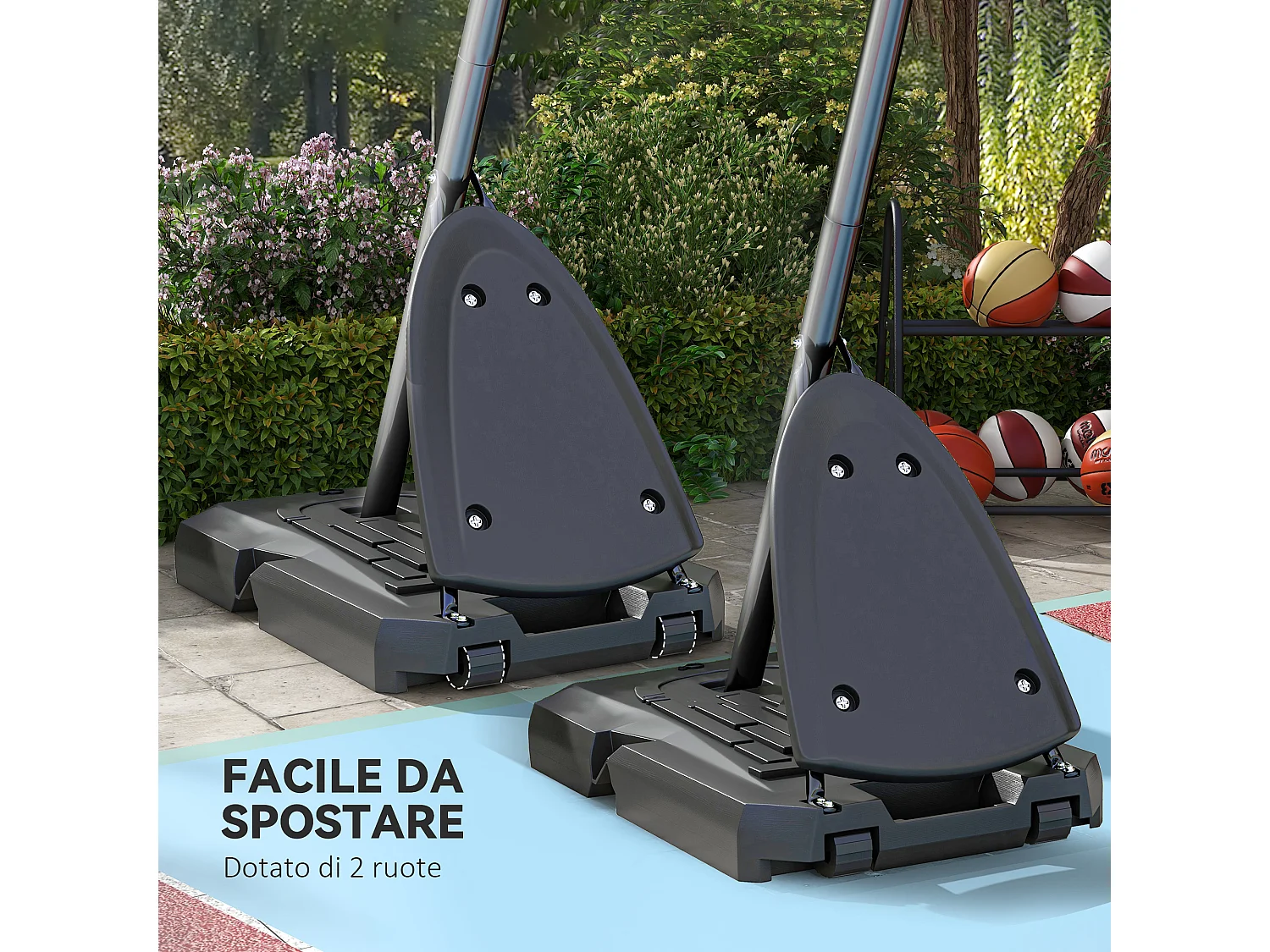 Canestro Basket in acciaio regolabile in Altezza e con ruote